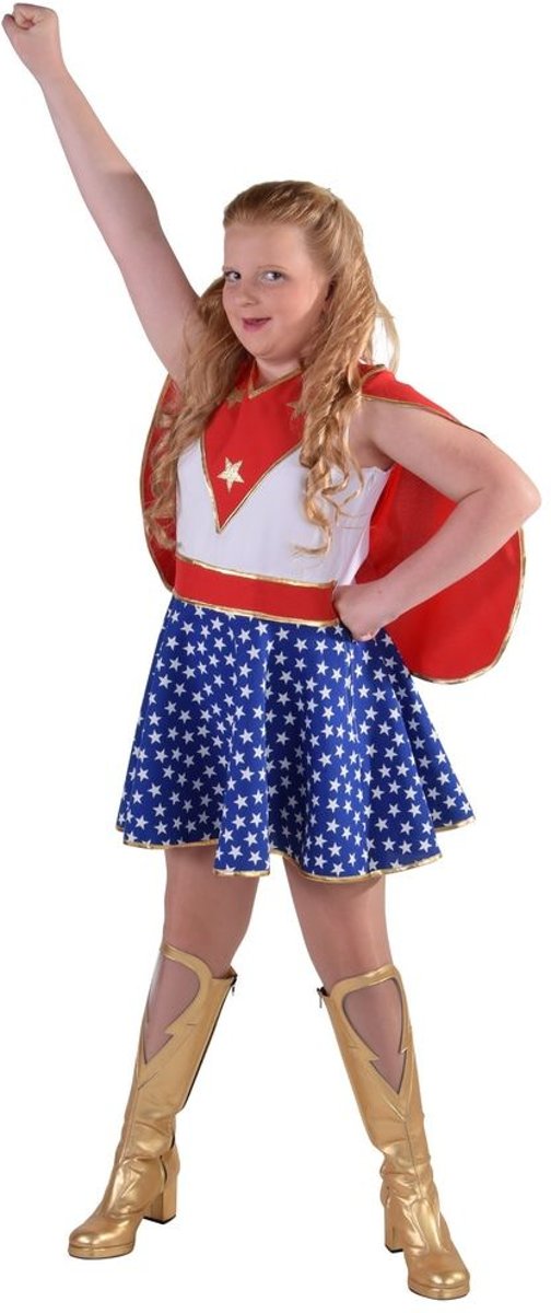 Superwoman & Supergirl Kostuum | Waanzinnig Sterke Super Girl | Meisje | Maat 116 | Carnaval kostuum | Verkleedkleding